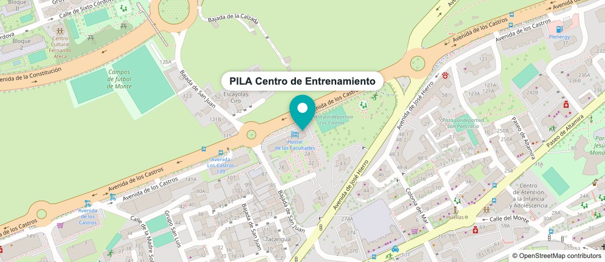 Mapa de ubicación de Pila Centro de Entrenamiento en Av. de los Castros 137, Santander